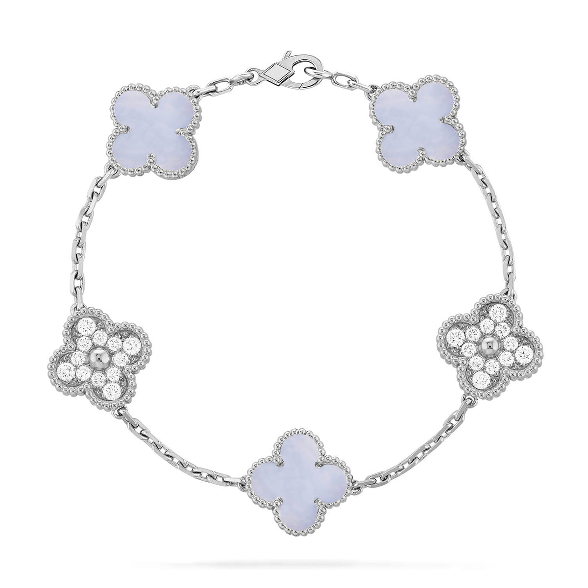 [⭐Haelin Jewelry] CLOVER 5 MOTIF PURPLE CHALCEDONY BRACELET COLLECTION