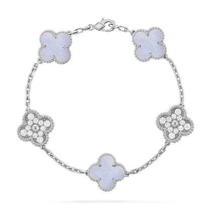 [⭐Haelin Jewelry] CLOVER 5 MOTIF PURPLE CHALCEDONY BRACELET COLLECTION