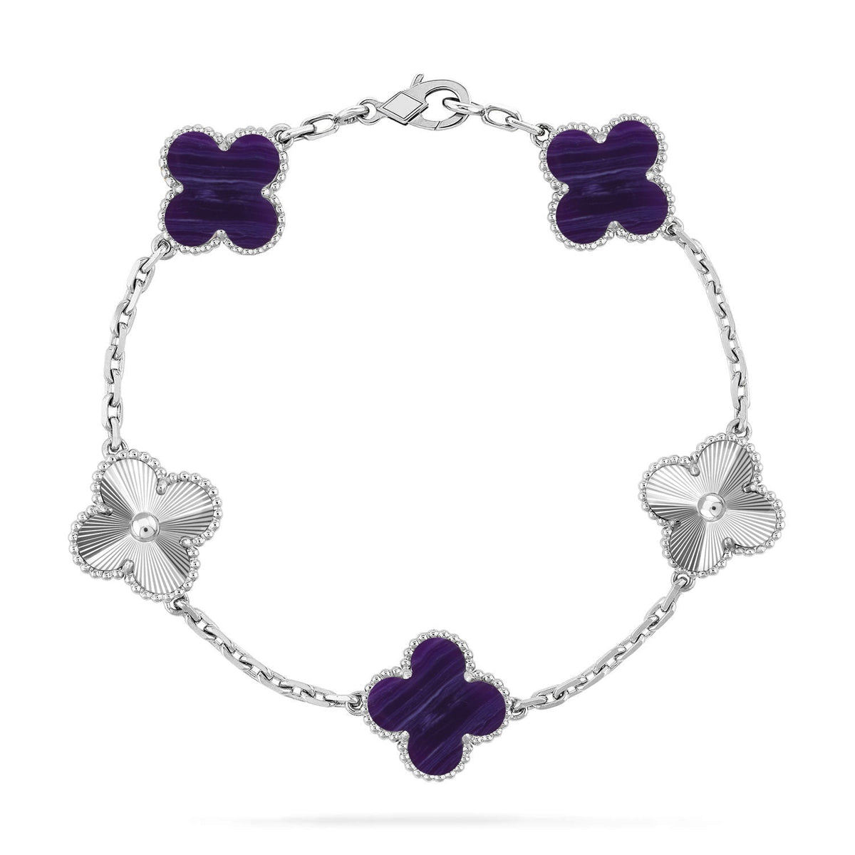 [⭐Haelin Jewelry]CLOVER 5 MOTIF PURPLE STRIPES BRACELET COLLECTION