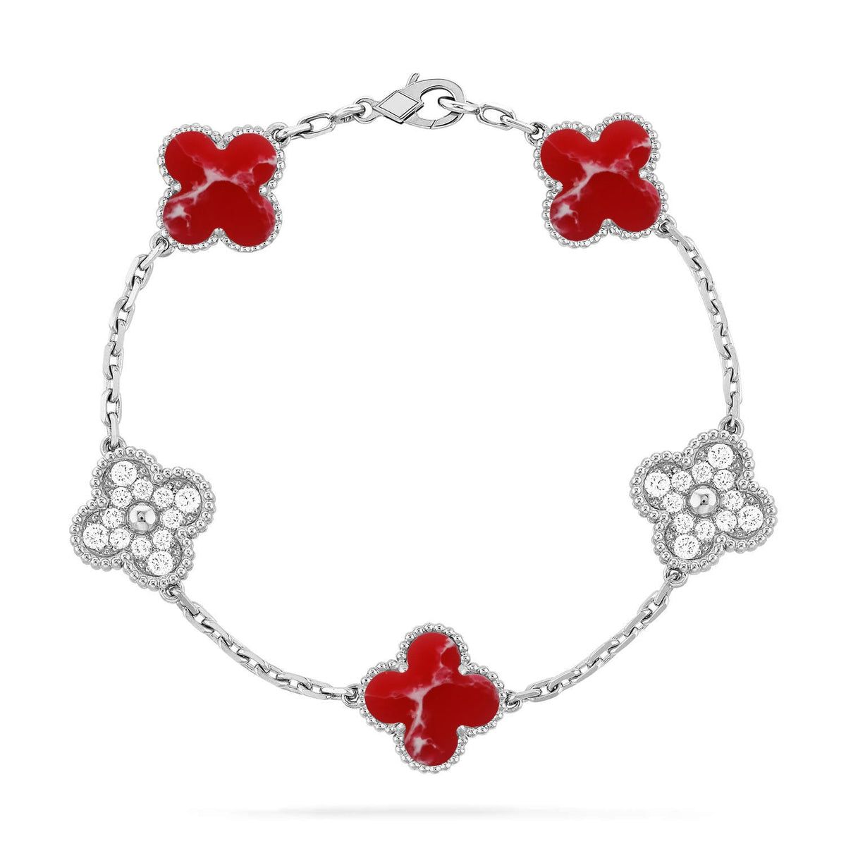 [⭐Haelin Jewelry]CLOVER 5 MOTIF RED PATTERN BRACELET COLLECTION