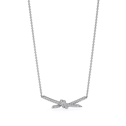 [Haelin Jewelry]KNOT PENDANT SILVER DIAMOND NECKLACE