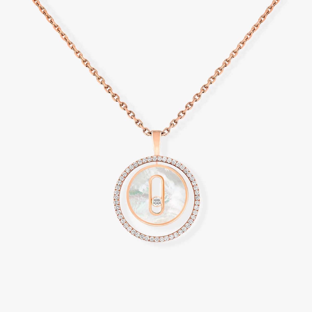 [⭐Haelin Jewelry]Demo MOVE 1 DIAMOND WHITE MOTHER OF PEARL PINK GOLD DIAMOND NECKLACE