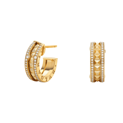 [⭐Haelin Jewelry]ZERO 1 ROCK GOLD EARRINGS WITH STUDDED SPIRAL AND PAVED DIAMONDS