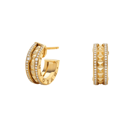 [⭐Haelin Jewelry]ZERO 1 ROCK GOLD EARRINGS WITH STUDDED SPIRAL AND PAVED DIAMONDS