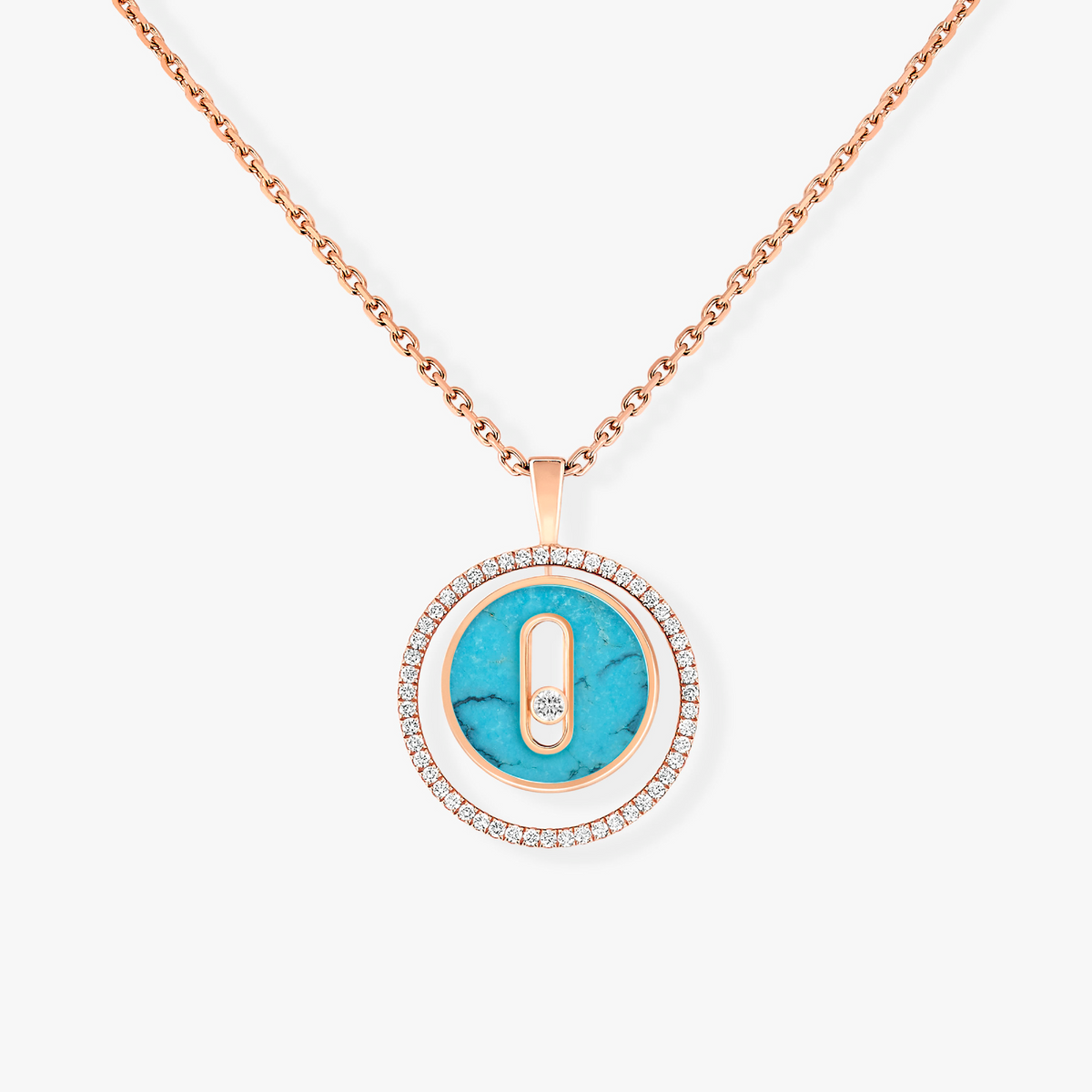 [⭐Haelin Jewelry]Demo MOVE 1 DIAMOND TURQUOISE PINK GOLD DIAMOND NECKLACE