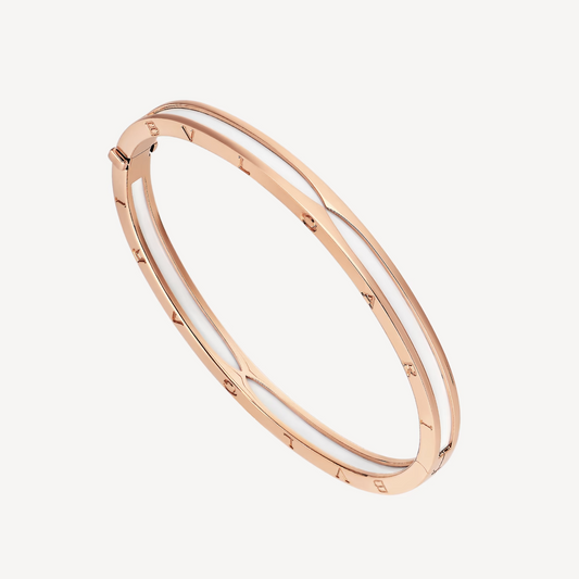 [⭐Haelin Jewelry]ZERO 1 PINK GOLD WITH WHITE CERAMIC BRACELET