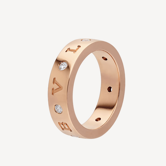 [⭐Haelin Jewelry]ZERO 1 ESSENTIAL PINK GOLD BAND WITH DIAMONDS RING