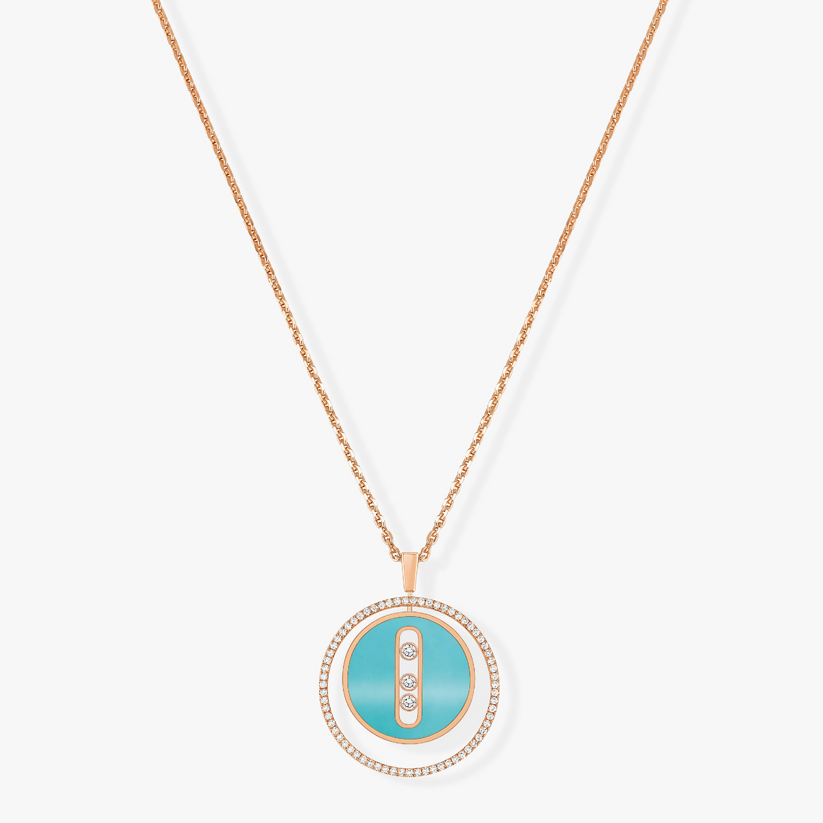 [⭐Haelin Jewelry]Demo MOVE 3 DIAMONDS TURQUOISE PINK GOLD DIAMOND NECKLACE