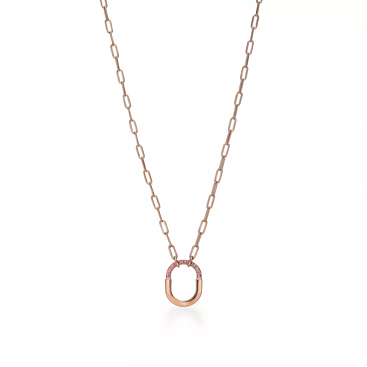[Haelin Jewelry]LOCK SMALL PENDANT PINK DIAMOND PINK GOLD NECKLACE