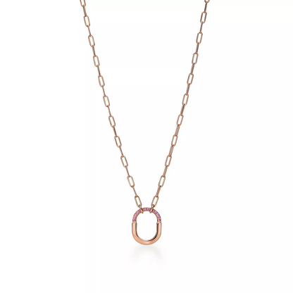 [Haelin Jewelry]LOCK SMALL PENDANT PINK DIAMOND PINK GOLD NECKLACE