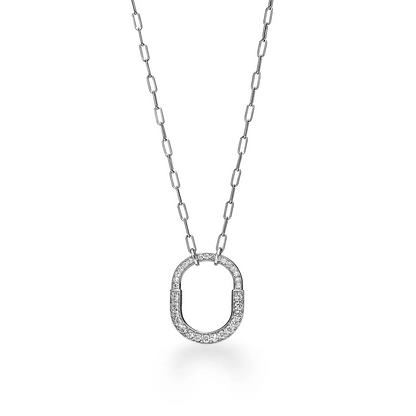 [Haelin Jewelry]LOCK NECKLACE MEDIUM PENDANT SILVER PAVED DIAMONDS