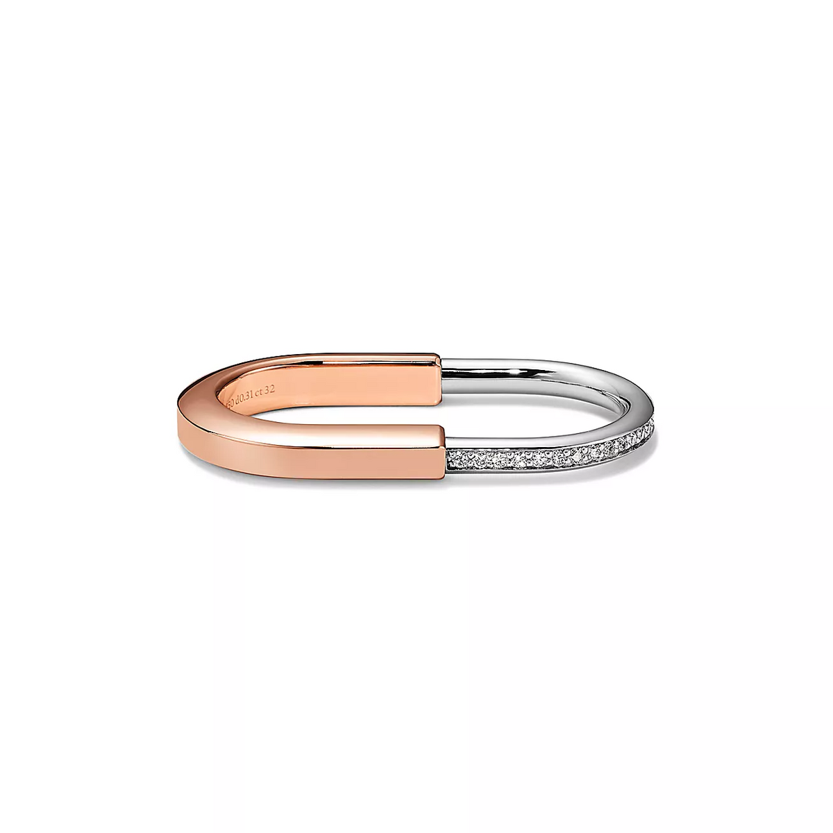 [Haelin Jewelry]LOCK RING TOW-FINGER ROSE AND WHITE GOLD DIAMONDS