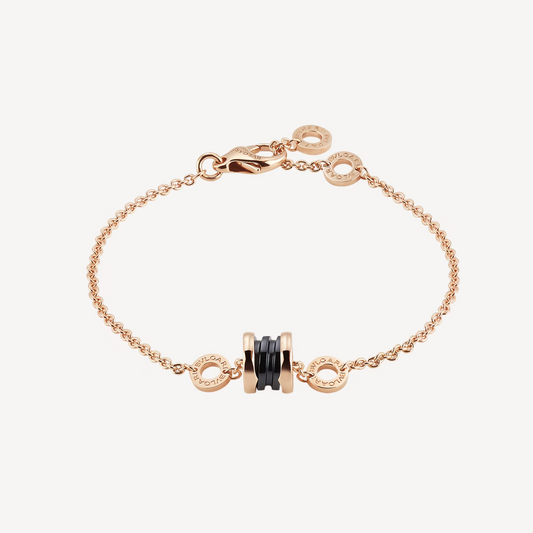[⭐Haelin Jewelry]ZERO 1 SOFT PINK GOLD AND BLACK CERAMIC BRACELET