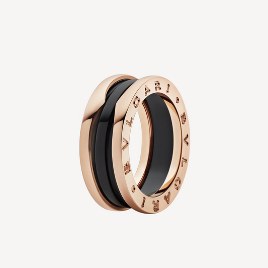 [⭐Haelin Jewelry]ZERO 1 TWO-BAND LOOPS AND BLACK CERAMIC PINK GOLD RING