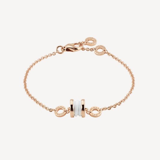 [⭐Haelin Jewelry]ZERO 1 SOFT PINK GOLD AND WHITE CERAMIC BRACELET