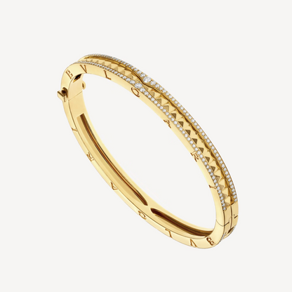 [⭐Haelin Jewelry]ZERO 1 SPIRAL AND PAVED DIAMOND GOLD BRACELET