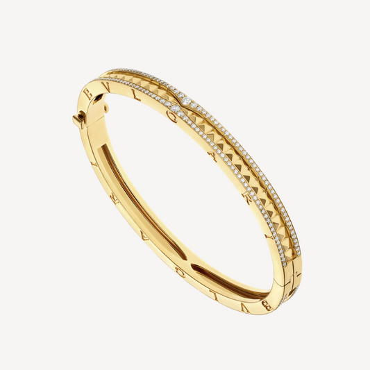 [⭐Haelin Jewelry]ZERO 1 SPIRAL AND PAVED DIAMOND GOLD BRACELET