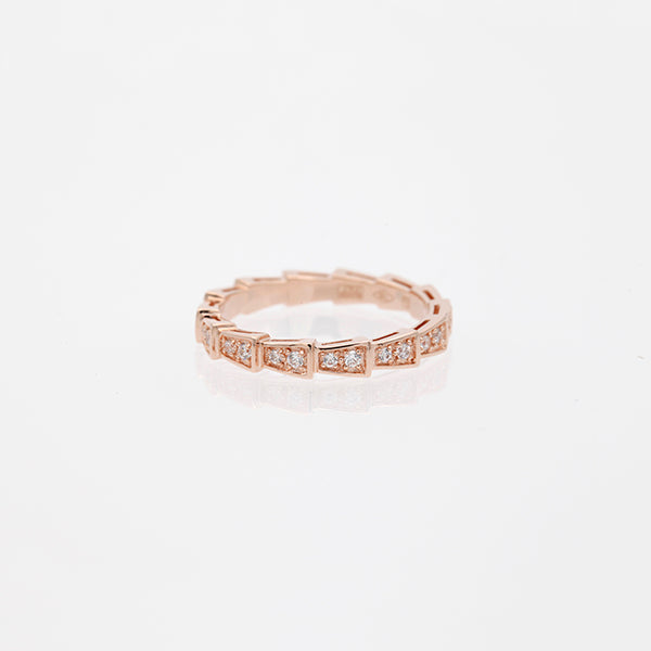 [⭐Haelin Jewelry]SERPENTI RING PINK GOLD DIAMOND PAVED 3MM