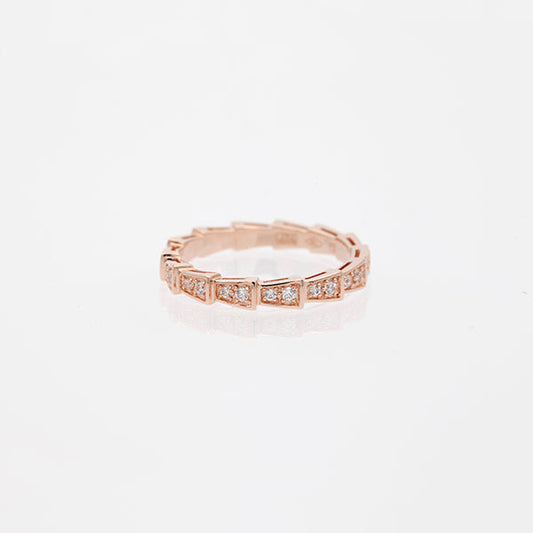 [⭐Haelin Jewelry]SERPENTI RING PINK GOLD DIAMOND PAVED 3MM