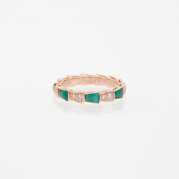 [⭐Haelin Jewelry]SERPENTI RING PINK GOLD MALACHITE DIAMOND 3MM
