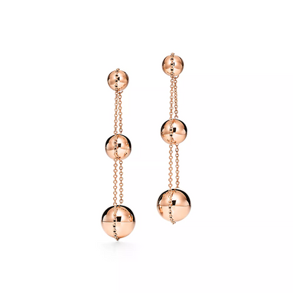 [Haelin Jewelry]TRIPLE DROP PINK GOLD EARRINGS