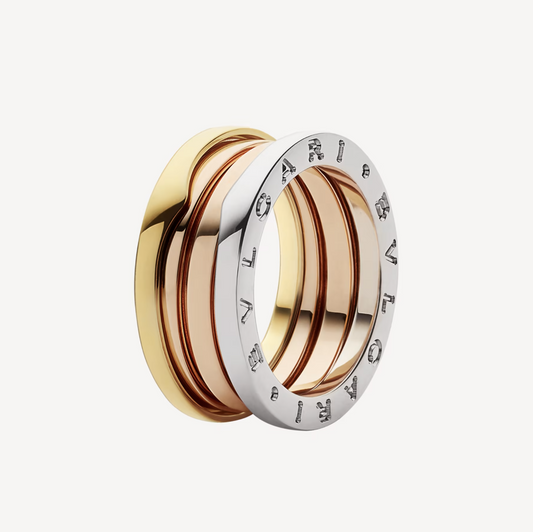 [⭐Haelin Jewelry]ZERO 1 THREE-BAND ROSE WHITE AND YELLOW RING