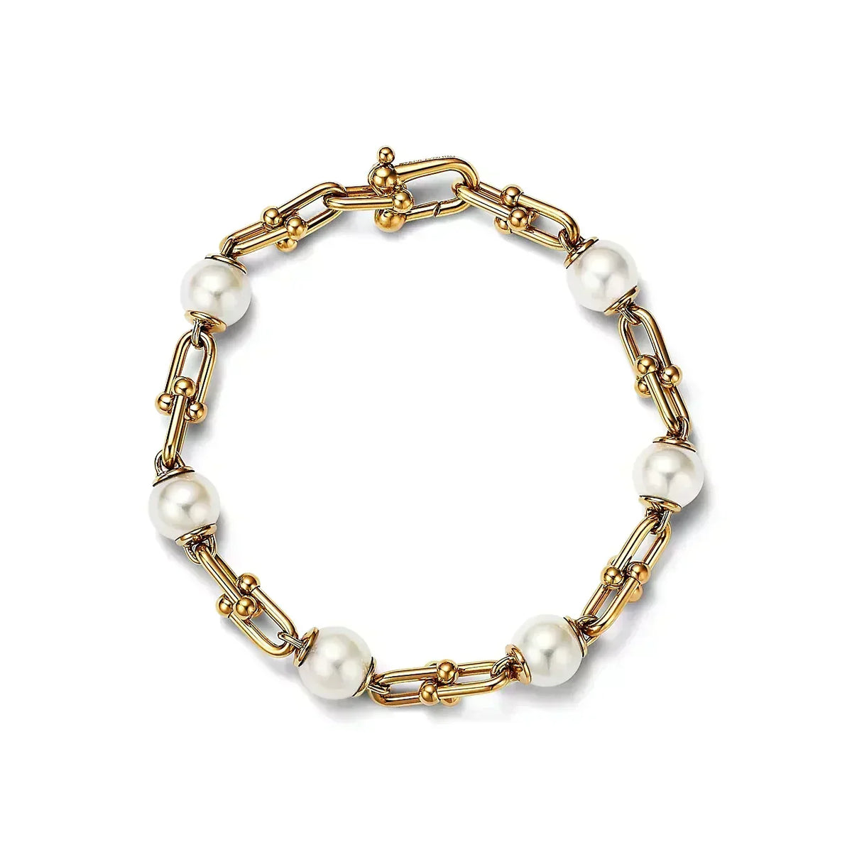 [Haelin Jewelry]LINK BRACELET GOLD WITH FRESHWATER PEARLS
