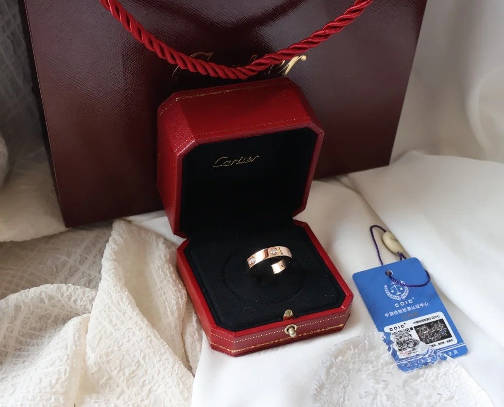 [⭐Haelin Jewelry]LOVE RING 5.5MM 6 DIAMONDS PINK GOLD