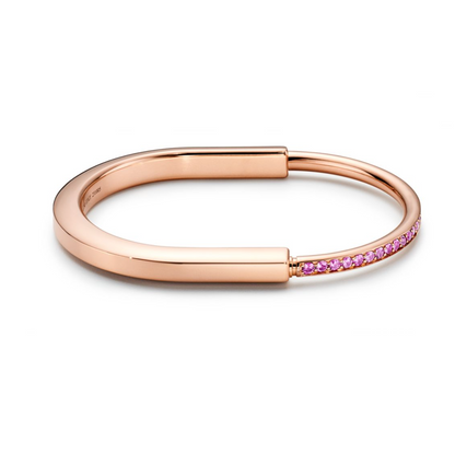 [Haelin Jewelry]LOCK BRACELET ROSE DIAMOND PINK GOLD