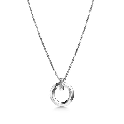 [Haelin Jewelry]T CIRCLE PENDENT SILVER NECKLACE