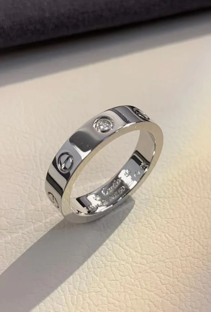 [⭐Haelin Jewelry]LOVE RING 4MM 1 DIAMOND SILVER