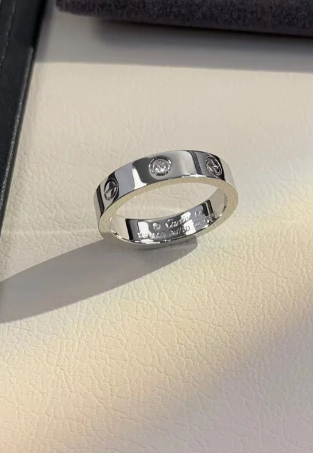 [⭐Haelin Jewelry]LOVE RING 4MM 1 DIAMOND SILVER