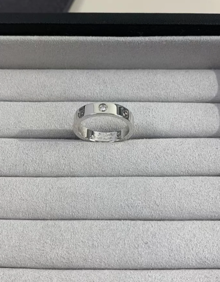 [⭐Haelin Jewelry]LOVE RING 4MM 1 DIAMOND SILVER