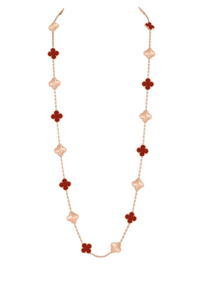 [⭐Haelin Jewelry]CLOVER 20 MOTIFS LASER CARNELIAN NECKLACE