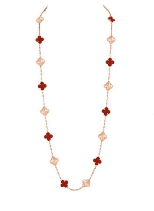[⭐Haelin Jewelry]CLOVER 20 MOTIFS LASER CARNELIAN NECKLACE
