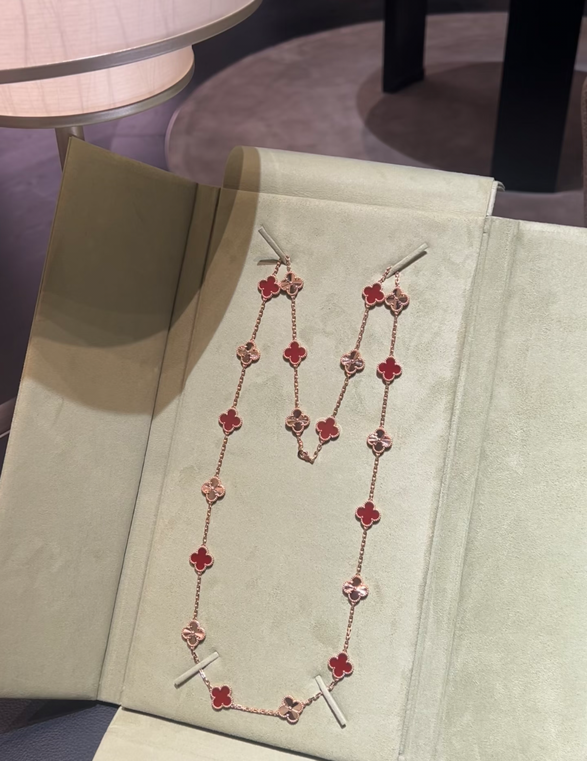 [⭐Haelin Jewelry]CLOVER 20 MOTIFS LASER CARNELIAN NECKLACE