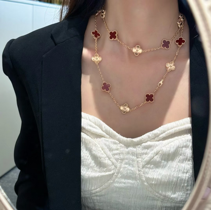 [⭐Haelin Jewelry]CLOVER 20 MOTIFS LASER CARNELIAN NECKLACE
