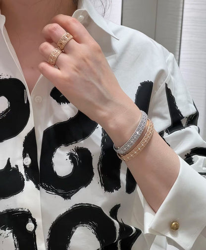 [⭐Haelin Jewelry]2026 WOVEN-PATTERN BRACELET SET WITH FULL DIAMOND INLAY THREE-COLORS