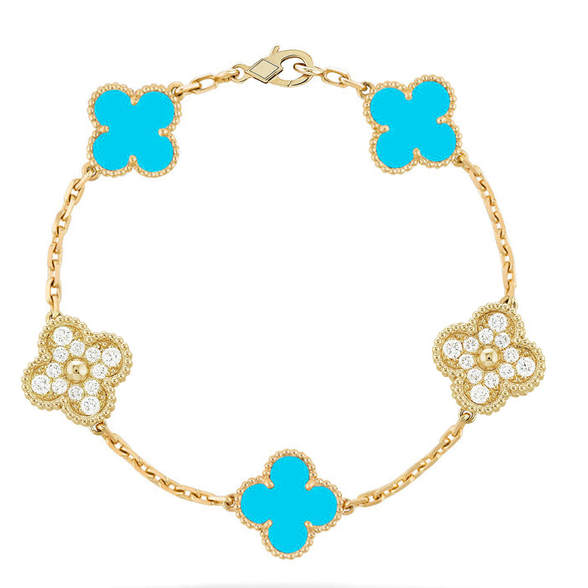 [⭐Haelin Jewelry] CLOVER 5 MOTIF TURQUOISE BRACELET COLLECTION