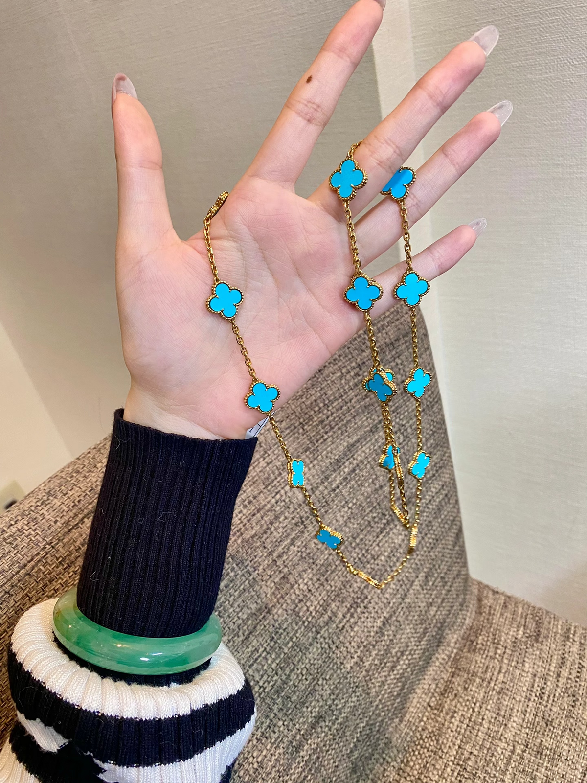 [⭐Haelin Jewelry]CLOVER 20 MOTIFS TURQUOISE GOLD
