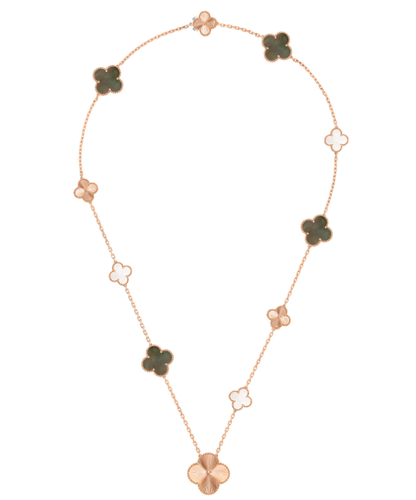 [⭐Haelin Jewelry]DETACHABLE CLOVER 15(11+4) FLOWER SILVER NECKLACE SET