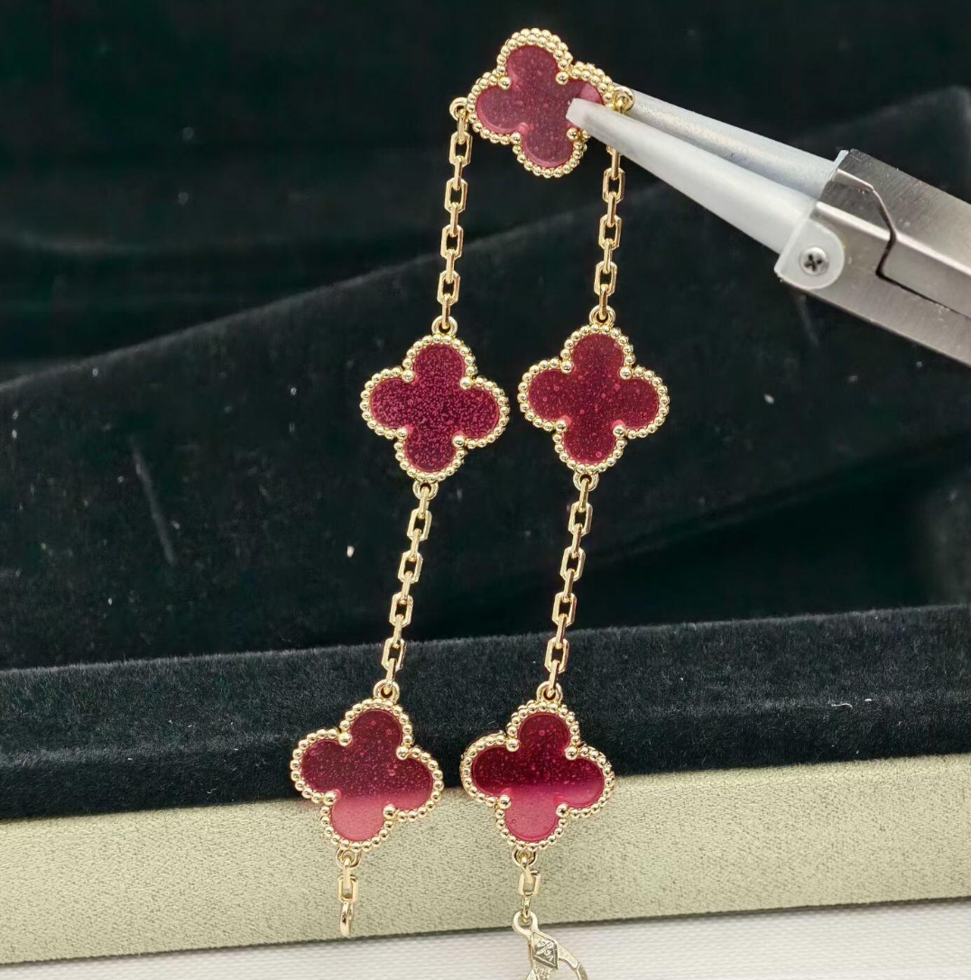 [⭐Haelin Jewelry]NEW CLOVER 5 MOTIFS PINK ENAMEL BRACELET