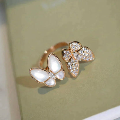 [⭐Haelin Jewelry]TWIN BUTTERFLY DIAMOND MOP RING