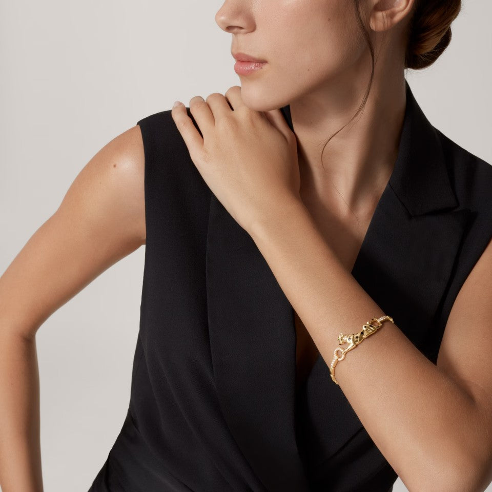 [⭐Haelin Jewelry]PANTHERE HALF DIAMOND ON CHAIN BRACELET