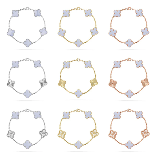 [⭐Haelin Jewelry] CLOVER 5 MOTIF PURPLE CHALCEDONY BRACELET COLLECTION