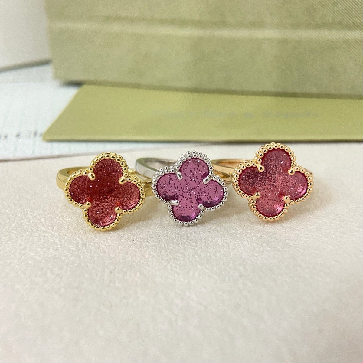 [⭐Haelin Jewelry]NEW ROSE QUARTZ FOUR-LEAF CLOVER RING
