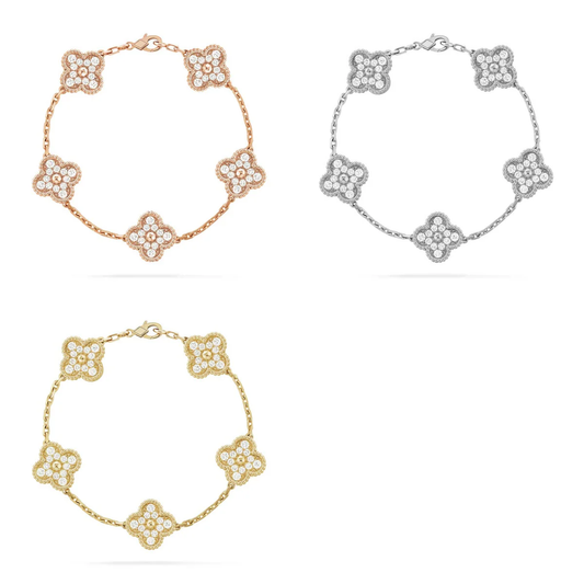 [⭐Haelin Jewelry] CLOVER 5 MOTIF FULL DIAMOND BRACELET COLLECTION