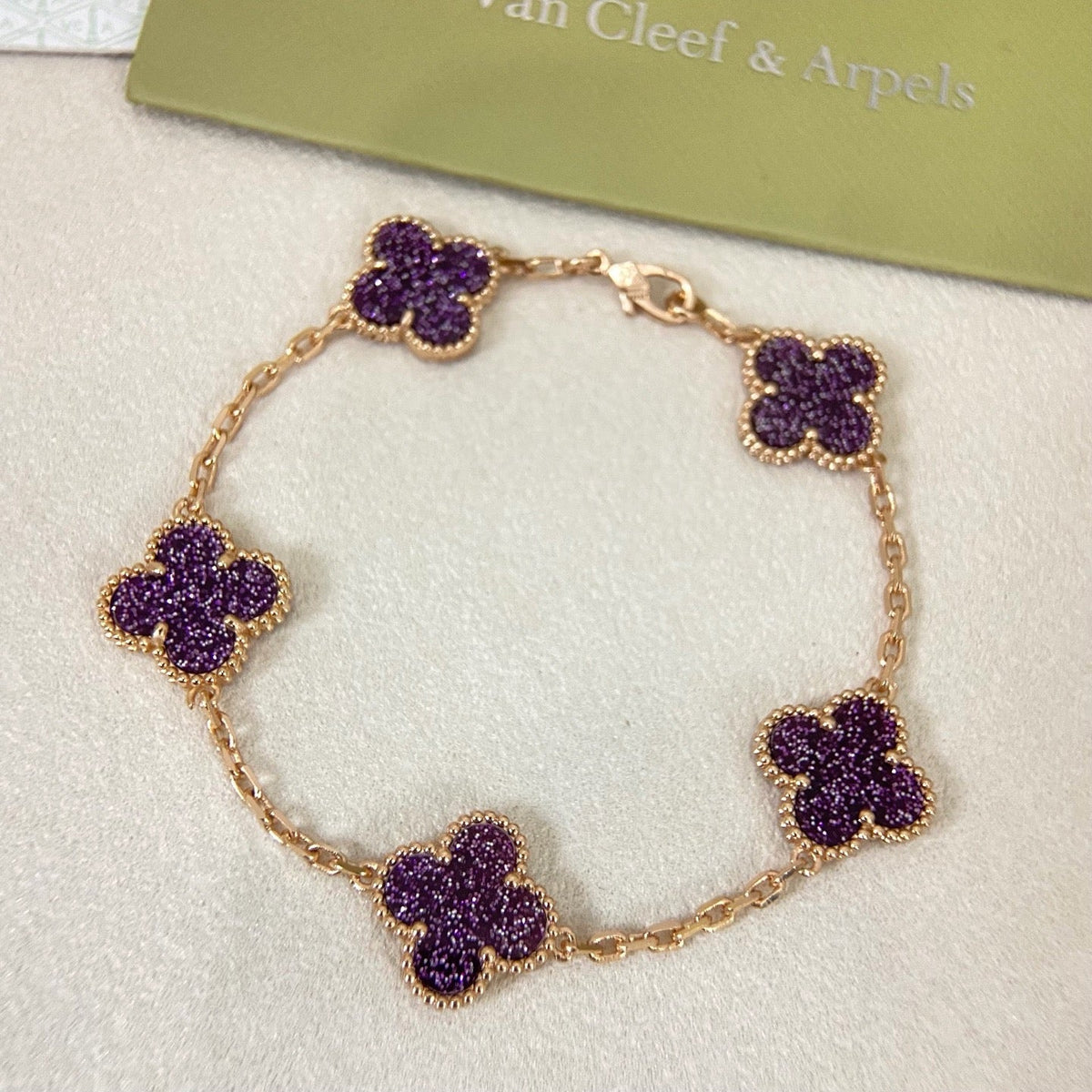[⭐Haelin Jewelry]NEW PURPLE SAND-GOLD FOUR-LEAF CLOVER 5-FLOWER BRACELET