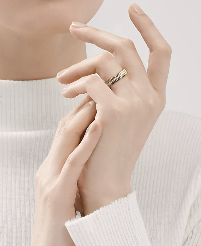 [Haelin Jewelry]ROPE TWO-ROW GOLD DIAMOND RING
