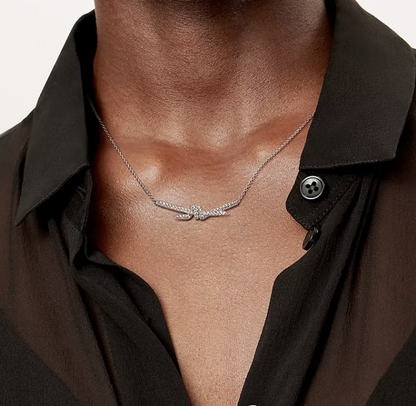 [Haelin Jewelry]KNOT PENDANT SILVER DIAMOND NECKLACE
